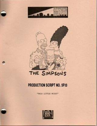 The Simpsons / Orig Tv Show Script Prod 5f13 " This Little Wiggy " Phil Hartman
