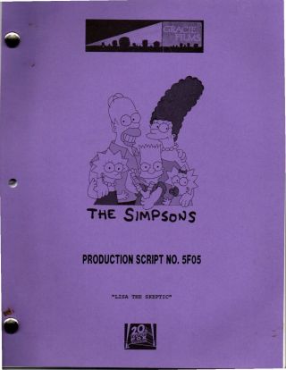 The Simpsons / Orig Tv Show Script Prod 5f16 " King Of The Hill " 1997 B.  Fraser