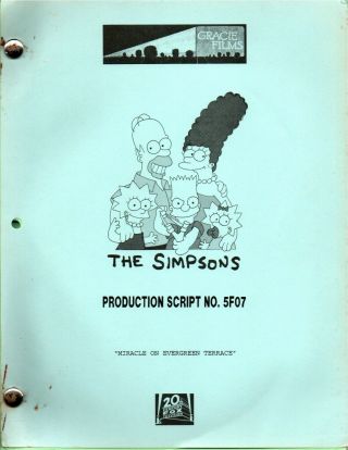 The Simpsons / Orig Tv Show Script Prod 5f07 Miracle On Evergreen Terrace 1997