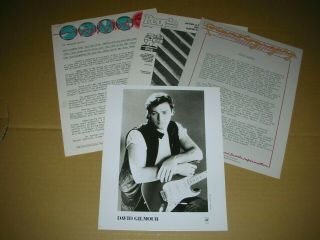 David Gilmour Pink Floyd About Face U.  S.  A.  Press Kit 1 Photo 1984 -