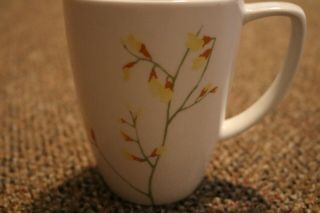 Set Of 6 Corelle Coordinates Porcelain Coffee Mug Cups Floral Kobe Yellow White
