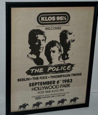 The Police 1983 Berlin Hollywood Park Framed Promotional Concert Poster / Ad