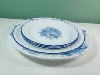 (6) Corelle Blue Velvet Rose Swirl Dinner Plates (2) Bread Plates (3) Salad (1)