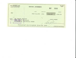 David Janssen The Fugitive Cancelled Check With (5) Photos From The Fugitive