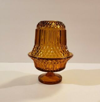 Vintage Amber Glass Fairy Lamp Diamond Point