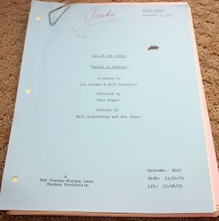 All In The Family Tv Show Shooting Script Rare Set Gloria Is Nervous