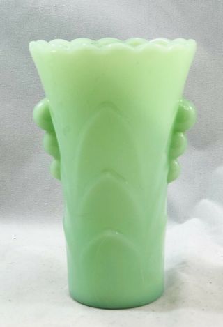 Vintage Jadite Green Fire King Glass Vase 5 1/4 Inches Art Deco Anchor Hocking