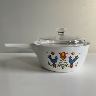 Corning Ware Country Festival 1975 P - 81 - B 1.  5 Pint Sauce Pan With Pyrex Lid