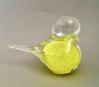 Vintage Murano Art Glass Bird Figurine/paperweight Yellow And Clear