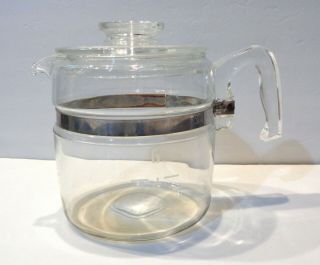 Vintage 6 - Cup Pyrex Glass Top Coffee Pot And Lid