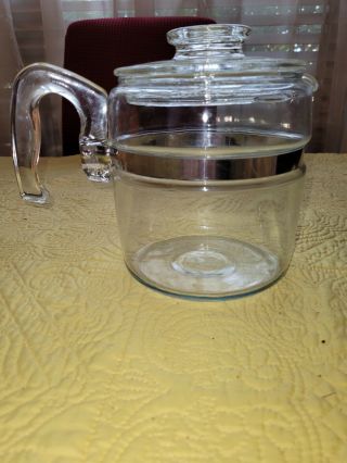 Vintage Pyrex Flameware Glass Percolator Coffee Pot 6 Cup 7756b Pot & Lid Only