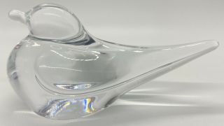 4.  5” Daum France Clear Crystal Mallard Duck Dove Paperweight Figurine Signed