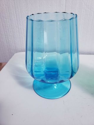 MCM Empoli Italian Art Glass Hand Blown Optic Ice Blue 7.  25 