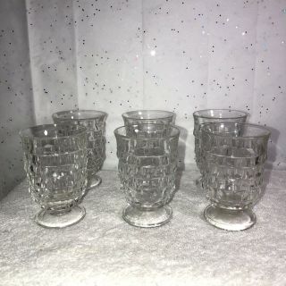 6 Vintage Indiana American Whitehall 3 1/2 " Small Footed Tumblers,  Juice Glasses