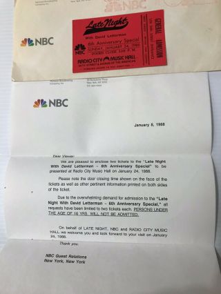 Late Night With David Letterman Show - 6th Anniversary Special - 1 Ticket