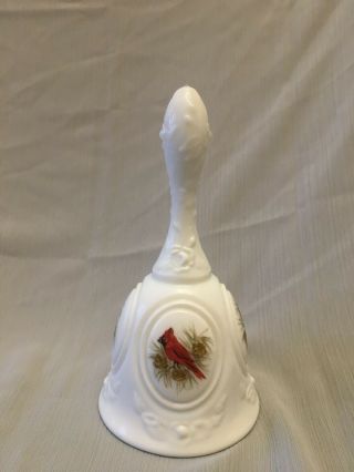 Fenton Milk Glass Hand Painted Cardinal Bell