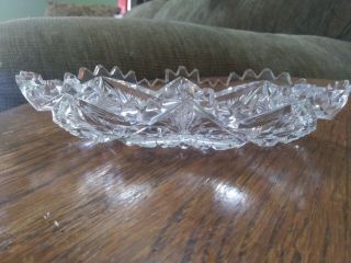 Signed Libbey Cut Glass Oval Bowl