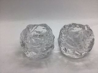 2 Kosta Boda Crystal Snowball Candle Holders Tea Light Or Votive