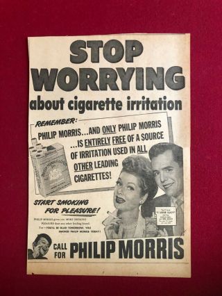 1952,  Lucille Ball,  " Philip Morris Cigarette " Ad (scarce / Vintage)