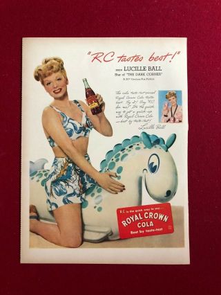 1947,  Lucille Ball,  " Royal Crown Cola " Ad (scarce)