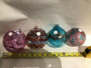 Hand Blown Studio Glass Orb Ornament Garden Decor 1 To 4 Available Multi Colored