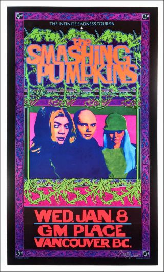 Bob Masse Smashing Pumpkins Hand Signed Poster 1996 Infinite Sadness Tour