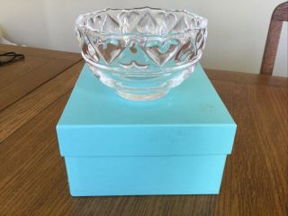 Tiffany & Company 5”x3” Glass Bowl With Hearts