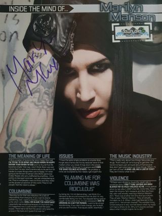 Rare Hand Signed Marilyn Manson Signature Autographed Poster