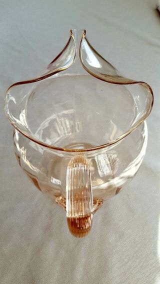 Pink Depression Glass Yeoman Heisey Pitcher,  7.  5 " High