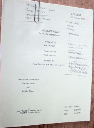 All In The Family Tv Show Shooting Script Rare Set Love By Appointment