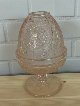 Nos Vintage Tiara Pink Sandwich Glass Indiana Depression Fairy Glo Candle Lamp