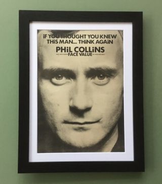 Phil Collins - 1981 Face Value Album - Framed Poster - Sized Ad Advert