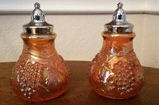 1960s Imperial Grape Marigold Carnival Glass Salt & Pepper Shakers