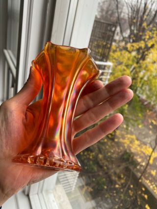 Vintage Marigold Carnival Glass Vase,  Brilliant Color And