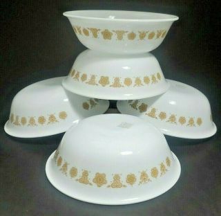 Vintage Corelle Butterfly Gold Soup Cereal Bowls 6 1/4 " - Set Of 5