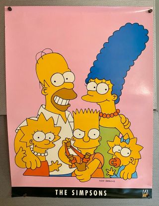 Simpsons Promo Poster Vintage 1990 Fox Tv 18x24 Vibrant Rare
