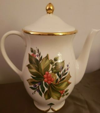 - L1235 Princess House Winter Garden Porcelain Coffee Pot - Beverage Server