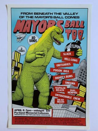 1988 Portland Mayors Ball Punk Poster 15” X 23” Poison Idea Dead Moon