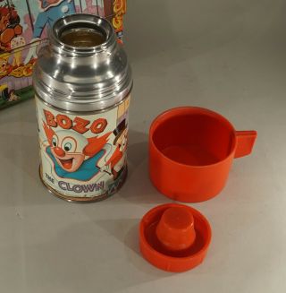 VINTAGE BOZO THE CLOWN METAL DOME TOP LUNCH BOX WITH THERMOS 2