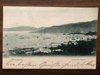 China Hongkong Old Postcard Part Of The Harbour Hong Kong To Germany 1906