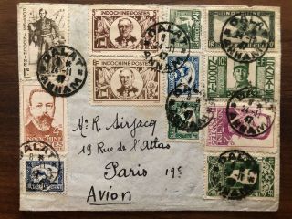 French Colony Indo China Vietnam Old Cover Annam To Paris France 1947