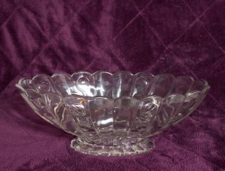 Crystal Bowl 12 " Oval Footed - Heisey Old Sandwich (h In Diamond)