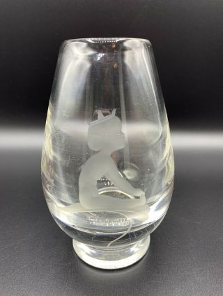 Vintage Signed Etched Crystal Kosta Boda Fairy Prince Child Vase Clear Glass