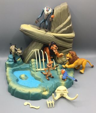 Vintage The Lion King Pride Rock Playset 1994 W/ Action Figures Mattel Disney