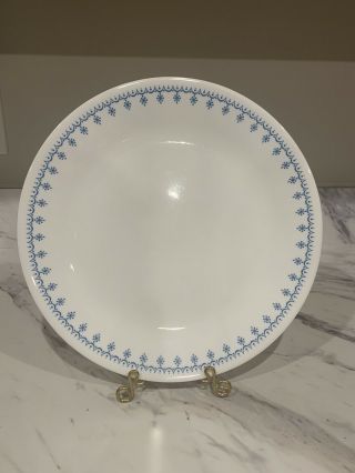 Vintage Corning Corelle Set Of 9 Snowflake Blue Garland 10 1/4 " Dinner Plates
