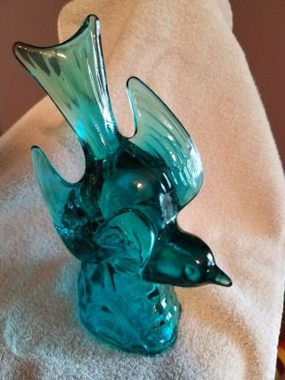Correction,  Stunning Blue L.  E.  Smith Glass Flying Bird Figurine