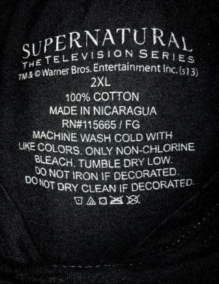 Supernatural TV Series Dean Winchester Mug Shot Ladies Tshirt Junior Sz 2XL 3