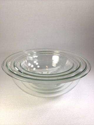 Pyrex Set Of 3 Vintage Clear Nesting/mixing Bowls 325,  323,  322