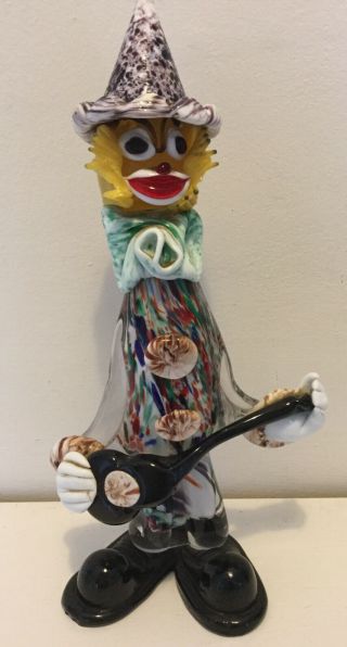 Vintage Colourful Murano Clown With Black Guitar,  Sticker