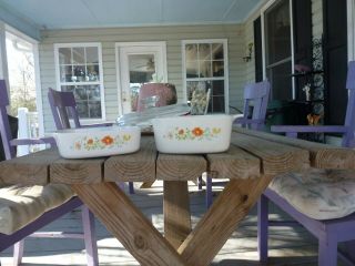 2 Corning Ware Wildflower Casseroles 1.  5 Liter And 1 Liter With One Pyrex Lid